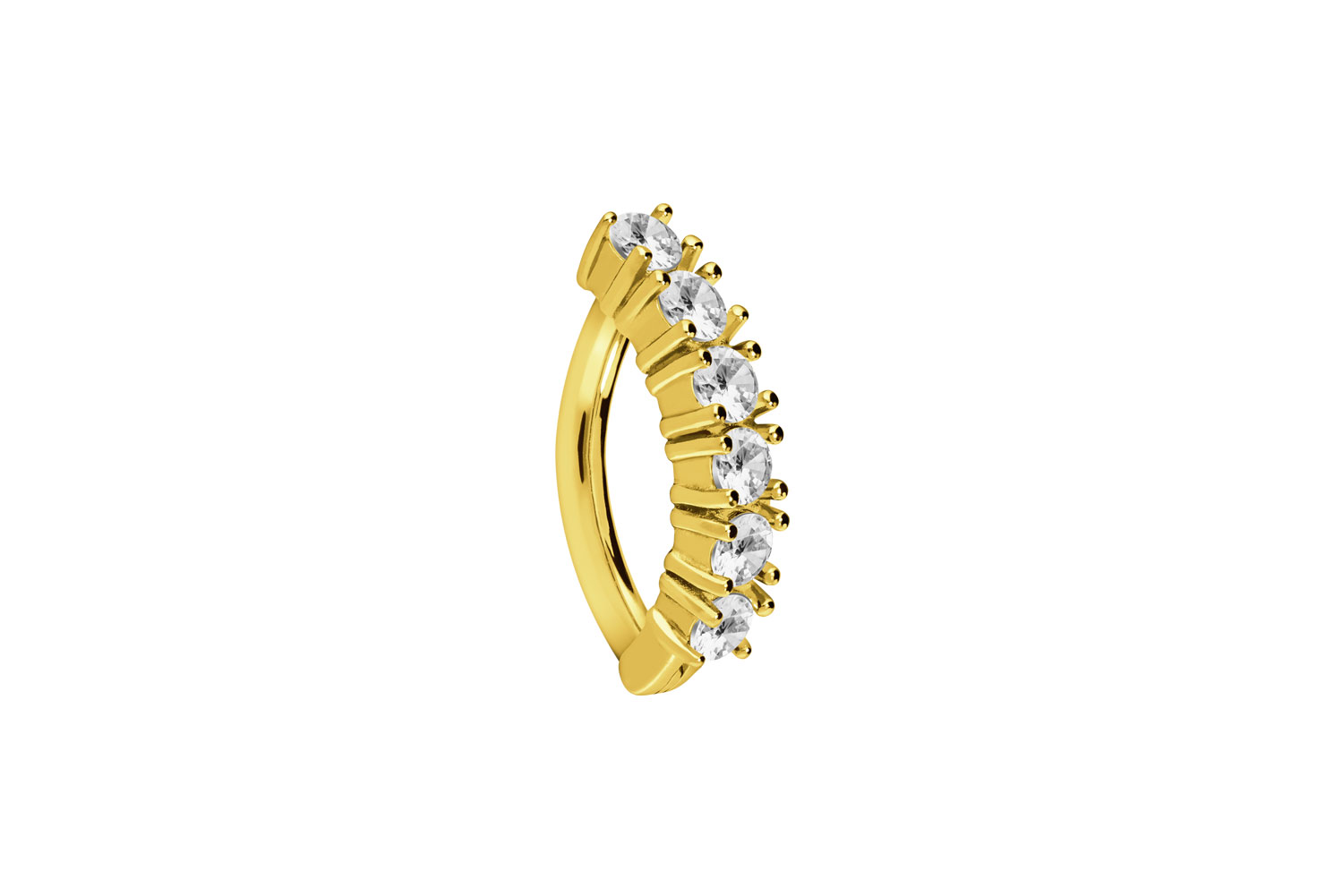 Titan Bauchnabelclicker Bauchnabelpiercing BOGEN + 6 EINGEFASSTE KRISTALLE